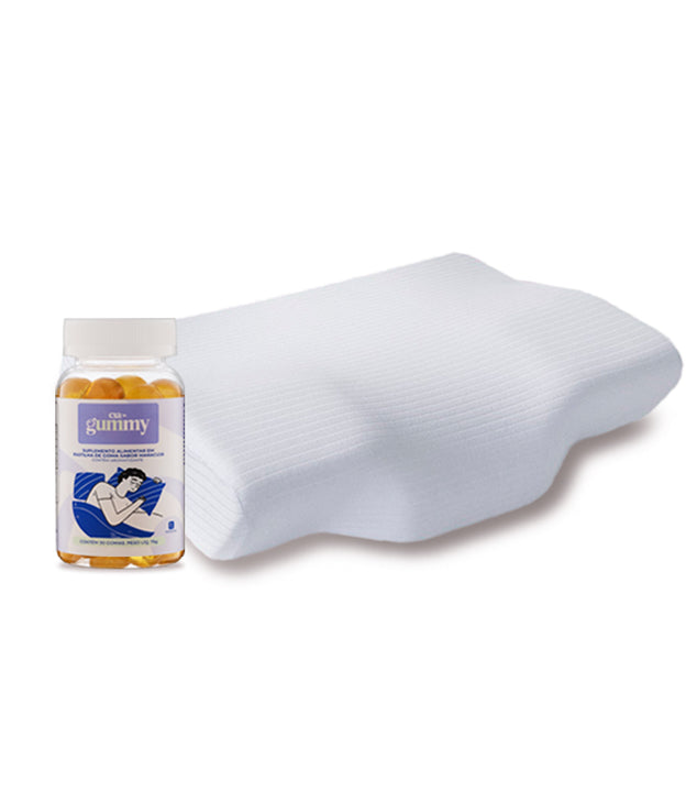 Kit Travesseiro Anatômico + Gummy - Auxílio para o Sono