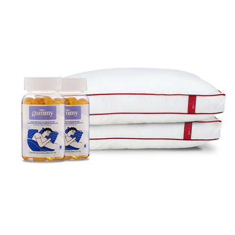Kit de Sono Perfeito - 2 Travesseiros Ajustável e 2 Gummies  - Auxílio para o Sono