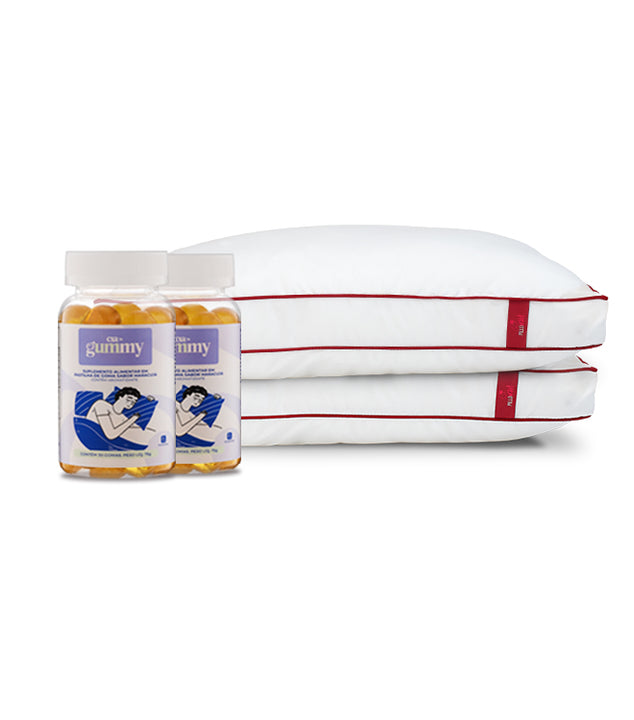 Kit de Sono Perfeito - 2 Travesseiros Ajustável e 2 Gummies  - Auxílio para o Sono