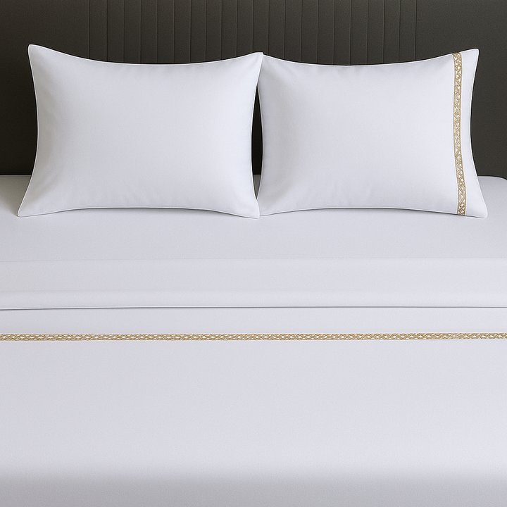 Jogo Lençol 300 Fios Casal Padrão 4 Peças Cores Cor Branco Desenho Do Tecido Liso